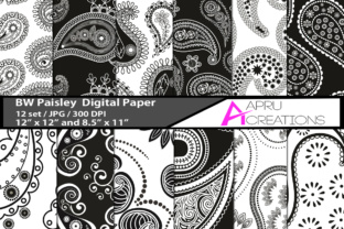 Black and White Paisley Digital Papers: Timeless Texture for Every Creative Project
