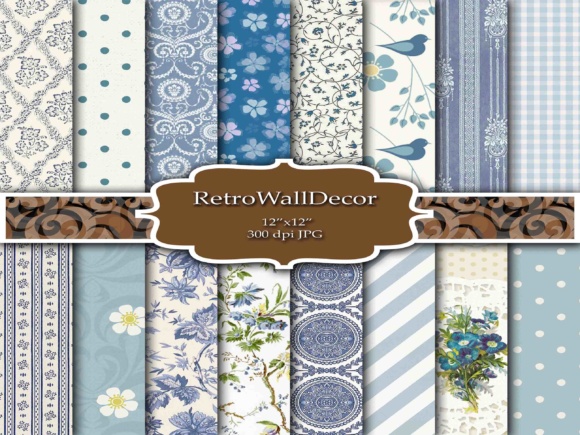 Blue Digital Papers: Elevate Your Creative Projects with 16 High-Resolution 12x12 Grungy & Elegant Designs