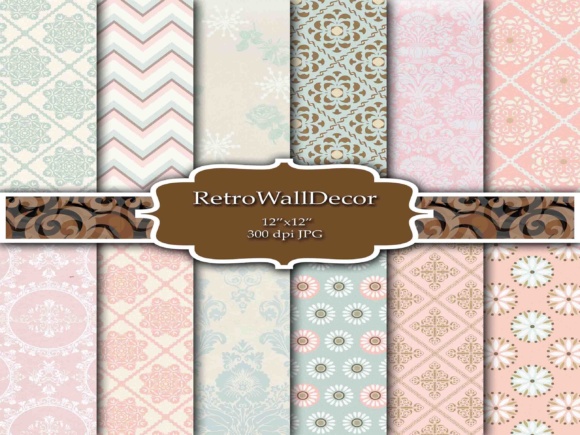 Digital Decoupage Papers: Mint Green & Pink Floral Pack