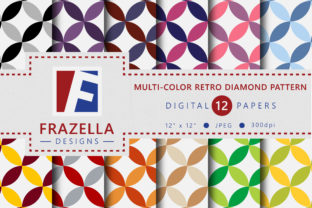 Multi-Color Retro Diamond Pattern Digital Paper Collection